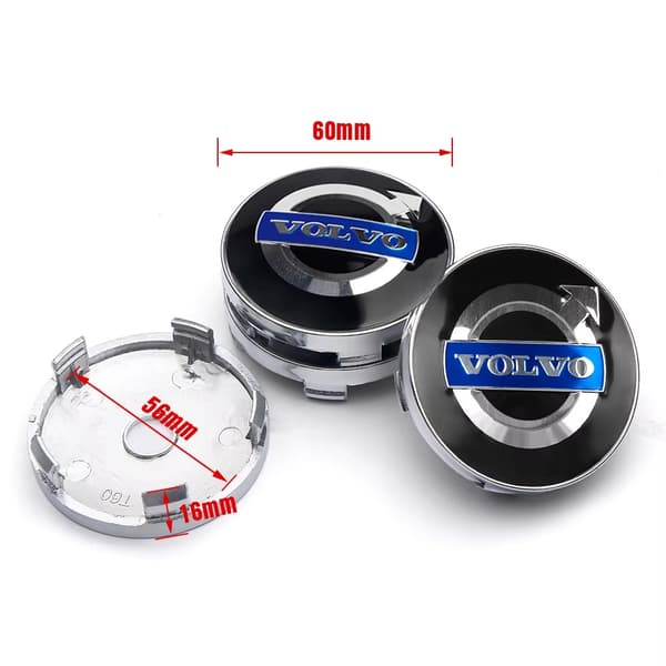 4-pakning Volvo senterkopper - hjulnavsmerke 56 mm