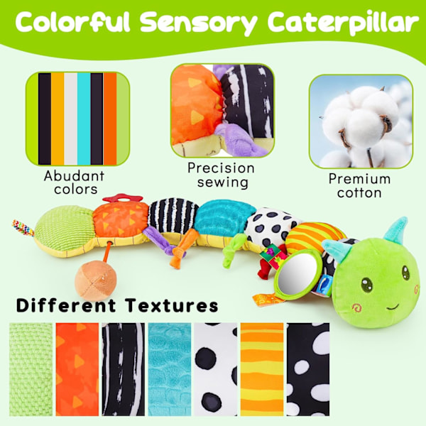 Baby Sensory Legetøj 0-3 Måneder Musikalsk Dyr Plys Larve Legetøj Baby Spejl Rangle 6-12 Måneder Dreng Pige Nyfødt Fødselsdagsgave