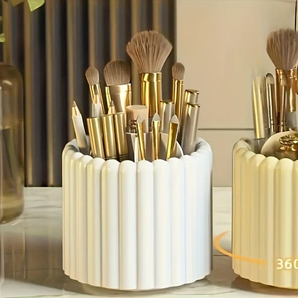 Kosmetik børste organizer, 360° rotation, poleret plastik, ingen installation Vit