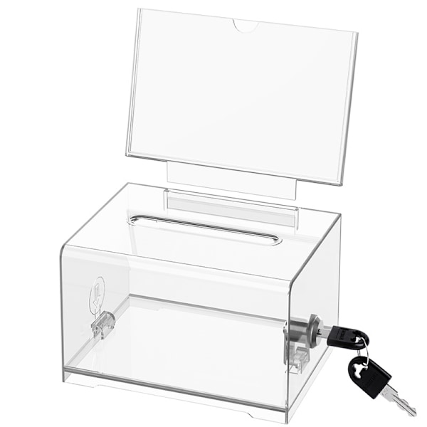 Acrylic dispenser box, lockable, lockable donation box, lockable comment raffle box, ballot, donation, business card