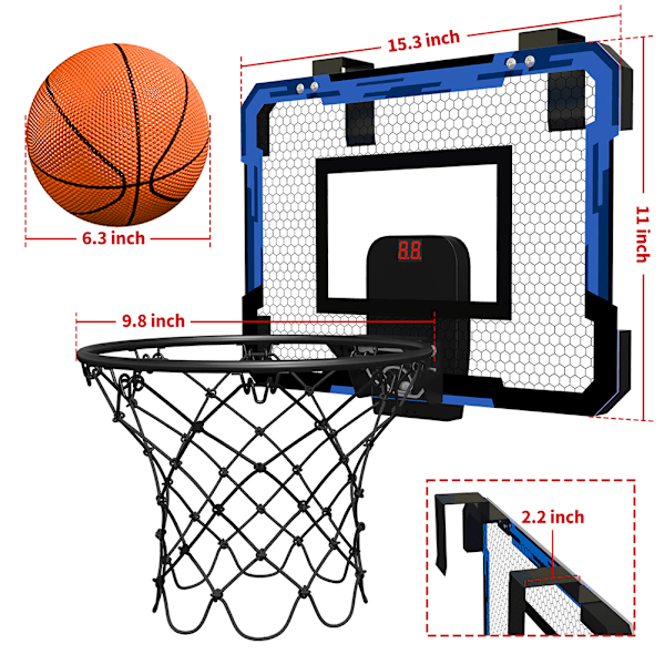 Veggmontert Basketballkurv Sportsleker For Barn Og Voksne Blue