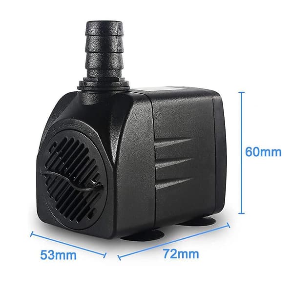 Dränkbar pump, fontänvattenpump med 4 sugkoppar, 3 munstycken EU Plug  15W