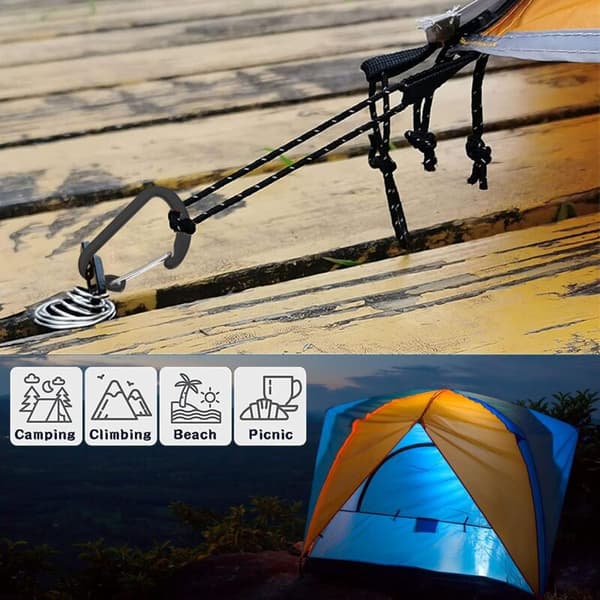 [RM] Deck Anchor, 10 Pcs Aluminum Buckle with Spring Loop, Portable Anchor for Outdoor Camping