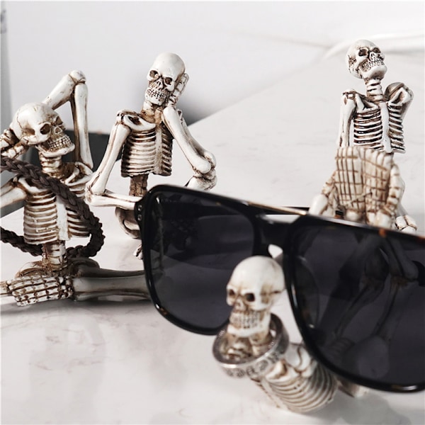 Kreative Yoga-Hodeskallefigurer Personlige Halloween-Harpikspynt For Hjem Stue Kontor Dekorasjon 4PCS