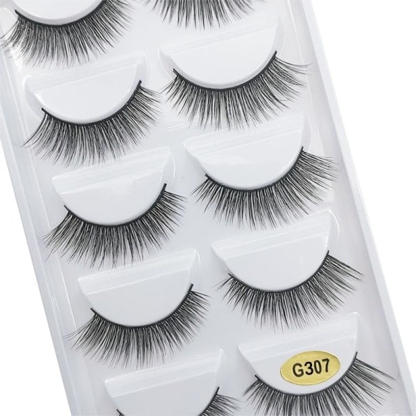 5 par falske øjenvipper - 3D faux mink - G307 Sort