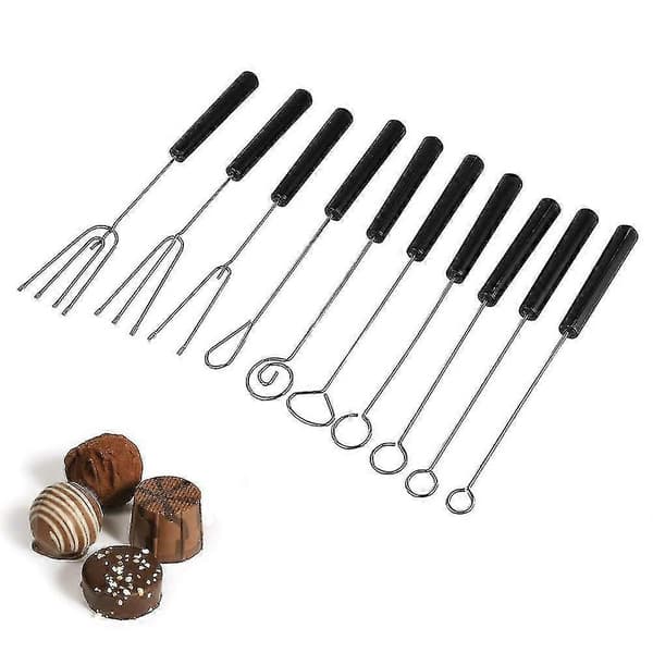 Sjokoladegaffel, 10 stk. sjokoladegaffel DIY-baking rustfritt stål sjokoladedyppegaffelsett