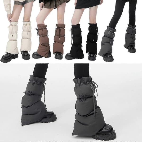 Vinterforede benvarmere til kvinder med blød, isoleret komfort Puffer Boot Covers Jy Beige White