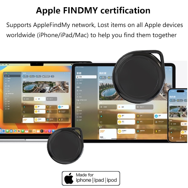 Nøkkel finner, Fungerer med Apple Finn min (bare iOS), Utskiftbart batteri, Tapt plassering, GPS-sporing for barn, Bagasje, Lommebok