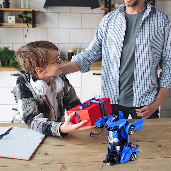 Fjärrstyrd Bil, 1:18 Transformerande Leksaker Fjärrstyrd Transformerande Bil, 2-i-1 Transformerande Robotleksak med 2.4GHz Fjärrkontroll Blå - Lamborghini