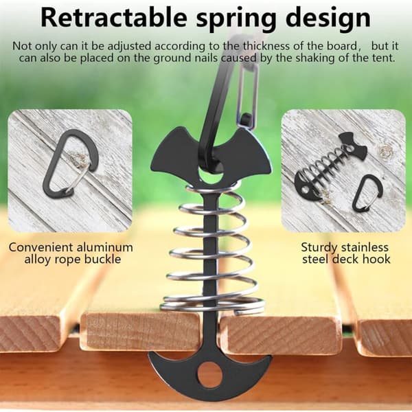 [RM] Deck Anchor, 10 Pcs Aluminum Buckle with Spring Loop, Portable Anchor for Outdoor Camping