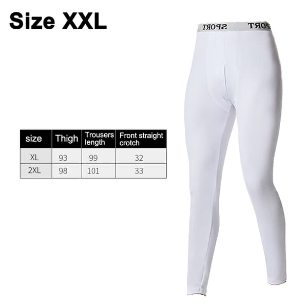 Tradisjonell lang underbukse termisk undertøy for menn hvit white XXL