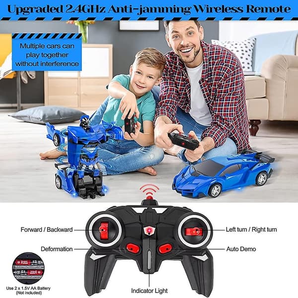 Fjernstyrt bil, transformerende RC-bil for gutter 2 i 1 Transformerende robot RC-bil - Perfekt