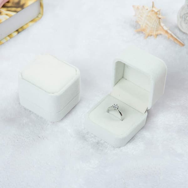 3-pack sammetsringaskar, örhängefodral, presentaskar för creoler, smyckesdisplay (vit, ringask)