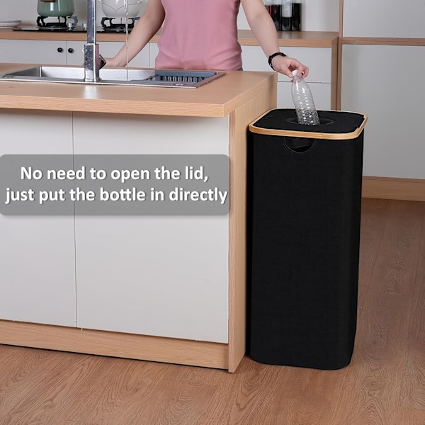 Återvinningskärl, 100L återvinningskärl för kök inomhus, 26 gallon stor kapacitet flaskåtervinningskärl med avtagbar bärväska, Beige With One Inner Pocket