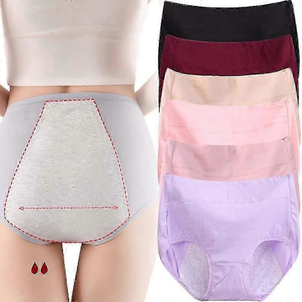 Hög midja läckagesäkra underkläder plus size 6-pack bomull 3XL 65-75kg