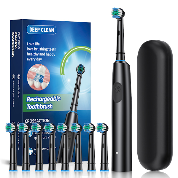 Electric Toothbrush Rotating Rechargeable Adult Electric Toothbrush Rotating Electric Toothbrush with 8 Soft Brush Heads