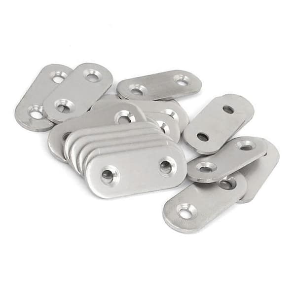 Flate Braketter i Rustfritt Stål, Rett, 40mm, 20 stk Silver