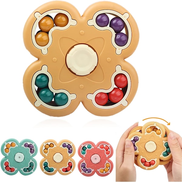 Kaksipuolinen pyörivä Rubikin kuutio - keltainen Rubikin papukuutio, Rubikin pavut, pyörivät Rubikin pavut, pyörivä sormi 3D-palapeli, Peter Pan Magic, Ru