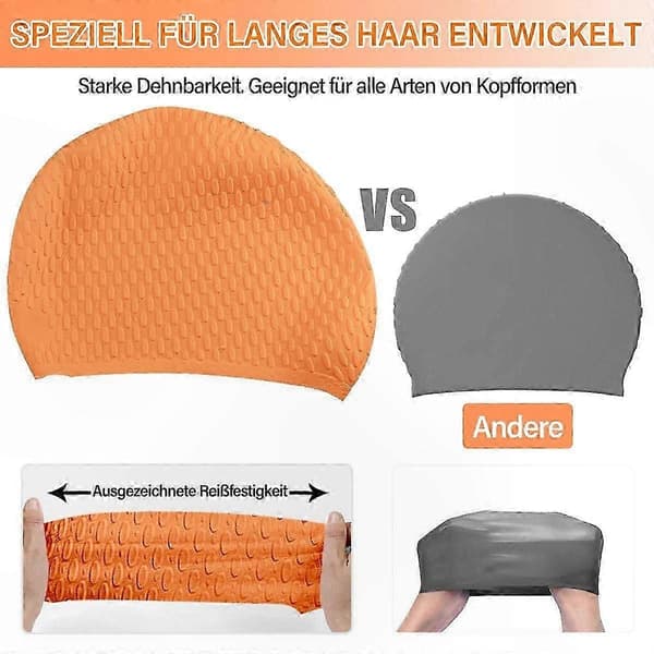 Orange holdbar silikone badehætte til mænd og kvinder Stilfuldt vandtæt design