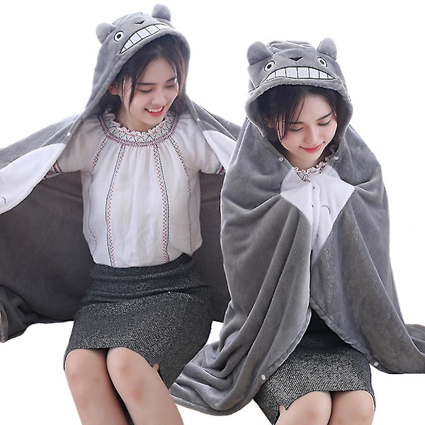70*145cm Min granne Totoro Anime Cosplay Kawaii Tecknad Djur Husdjur Sovfilt Filt Kappa Plysch Peluche Leksak Docka Barn Present LÅNG