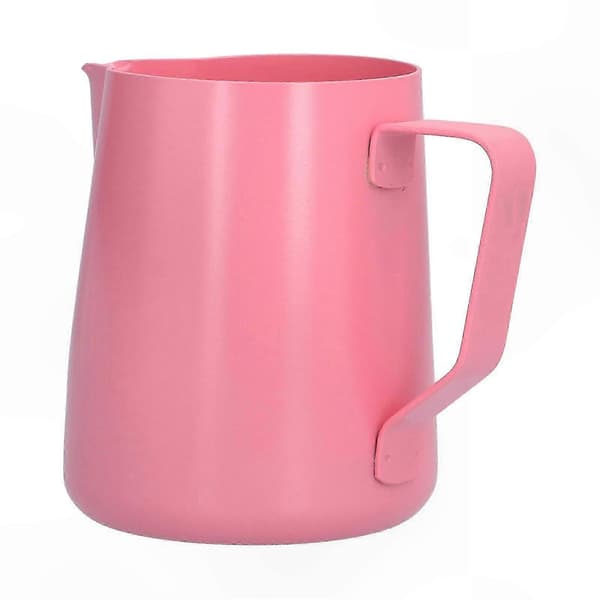 Pink 600 ml mælkeskummerkande i rustfrit stål, fortykket spids tud til hjemmebrug