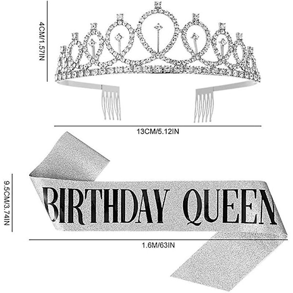 1 setti Bling Strassikruunu Tiara Vyö Syntymäpäiväjuhlien Koristelutarvikkeet Gold BIRTHDAY QUEEN
