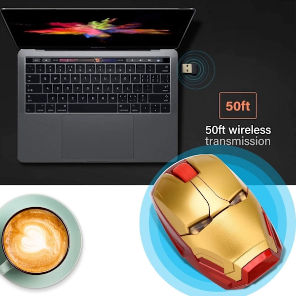 Ergonomisk Trådløs Mus Kul Iron Man Mus 2.4G Bærbar