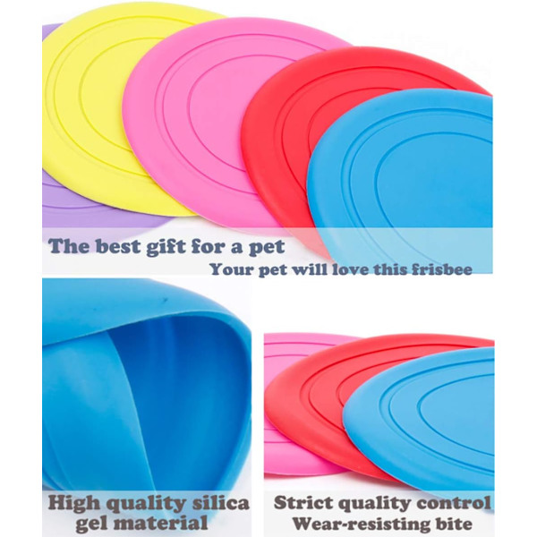 7-pack hundfrisbee i silikon för träning, högflygande aerodynamisk frisbee, lättviktig, flytande hundfrisbee