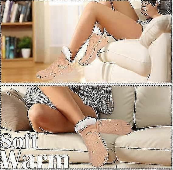 Til xush Vinter Fuzzy Sutsko Sokker: Bløde, Varme og Skridsikre til Indendørs Brug Beige Size 40-42