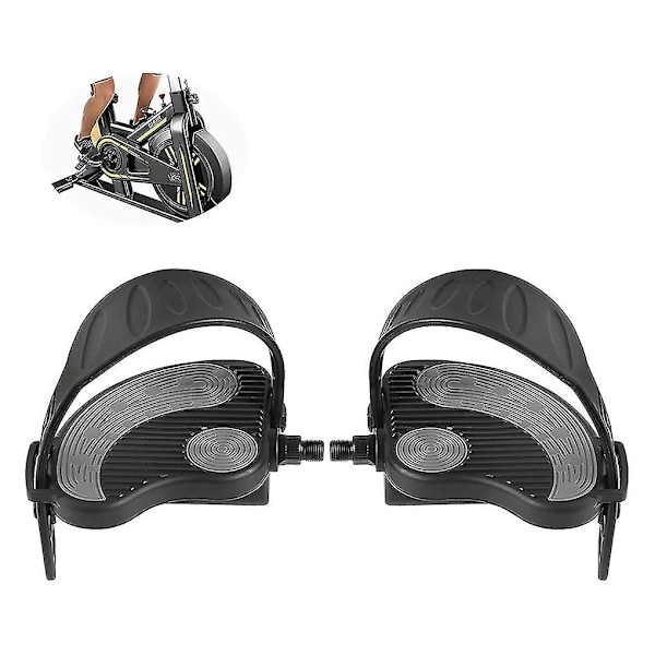 Motionscykelpedaler med stropper - 1 par fitnesscykelpedaler reservedele 1/2
