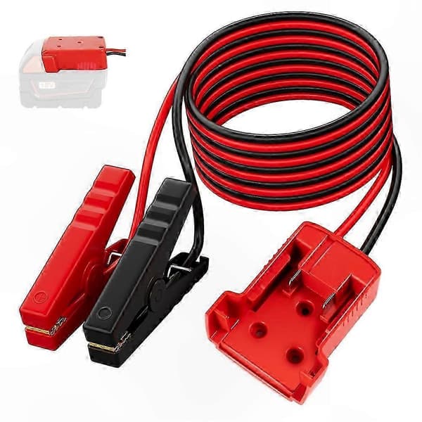 Milwaukee 18V Batteri Startkabler, 12AWG Auto Booster Kabel, Strøm Startadapter Red & Black
