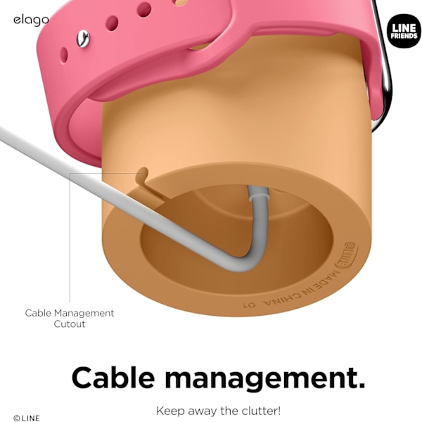 LINE Friends W2 Latausaseisoka, Yhteensopiva Kaikkien Apple Watch -sarjojen kanssa, Yötila (CHOCO) CHOCO