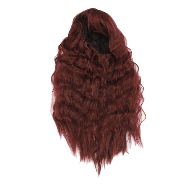 Lång Peruk Lockig Vinröd Elegant Lättskött Syntetisk Peruk för Cosplay Halloweenfest 0.3