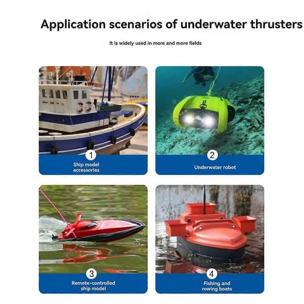 400W Borstlös Motor Undervattenstruster för Kajaker Paddleboards Medurs Black