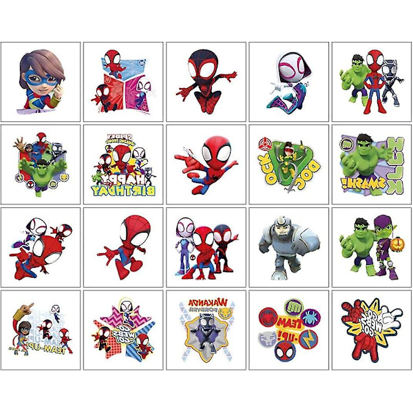 20 Arkkia Marvel Spidey ja Hänen Upeat Ystävänsä Väliaikaiset Tatuoinnit Tarrat Syntymäpäiväjuhlatarvikkeet Anime Sarjakuva Fake Tatuoinnit Tarrat Juhlapalvelukset Fo