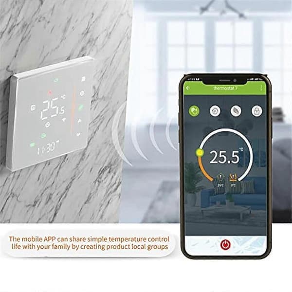 WiFi Smart Termostat Temperaturkontroller Ukentlig Programmerbar Støtter Berøringskontroll-3A Black