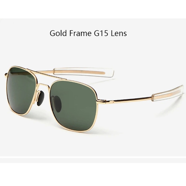 Trendikkäät mustat US Army MILITARY polarisoidut pilottilasit miehille - Merkki American Optical Polarisoidut aurinkolasit Oculos De S Gold G15