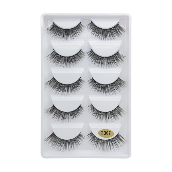 5 par lösögonfransar - 3D faux mink - G307 Svart