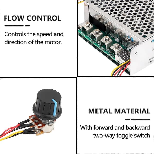 Dc 10-55v 100a 3000w Motor Hastighedsregulator Vendbar Pwm Kontrol Frem og Tilbage Controller silver
