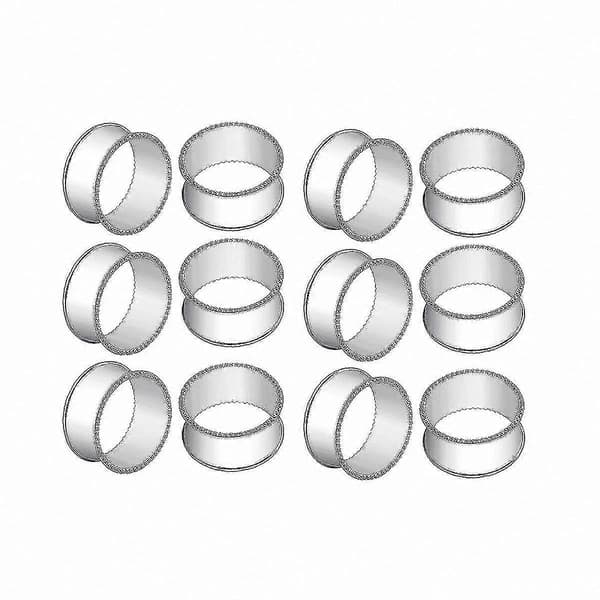 12 st Silver Trumformade Pärl-Sidor Servett Ringar Delikat Servett Spännen Silver