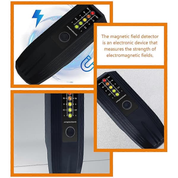 Elektromagnetisk felt Emf-måler EMF-testerdetektor Emf magnetfeltdetektor Black