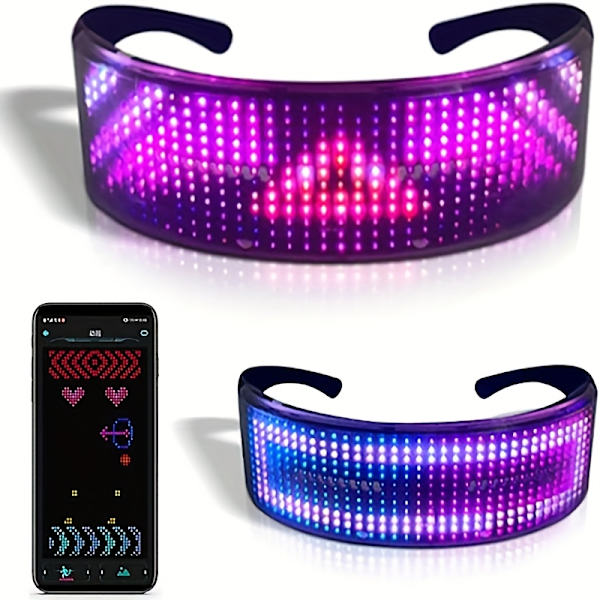 LED-briller i fullfarge, app-styrt programmerbar belysning Black