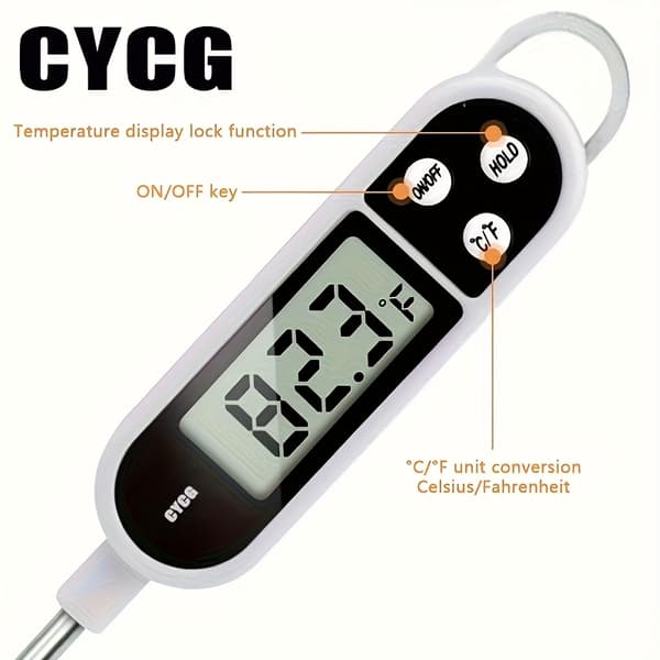 1 st Mattermometer TP300, Digital Kökstermometer, Matlagningsprob för Kött, BBQ Elektronisk Ugn White