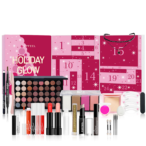 Adventskalender 2024 Skönhetskalender Makeup-set Nedräkning till jul 24 dagar Makeupkalender Skönhetsnedräkningsset för kvinnor flickor