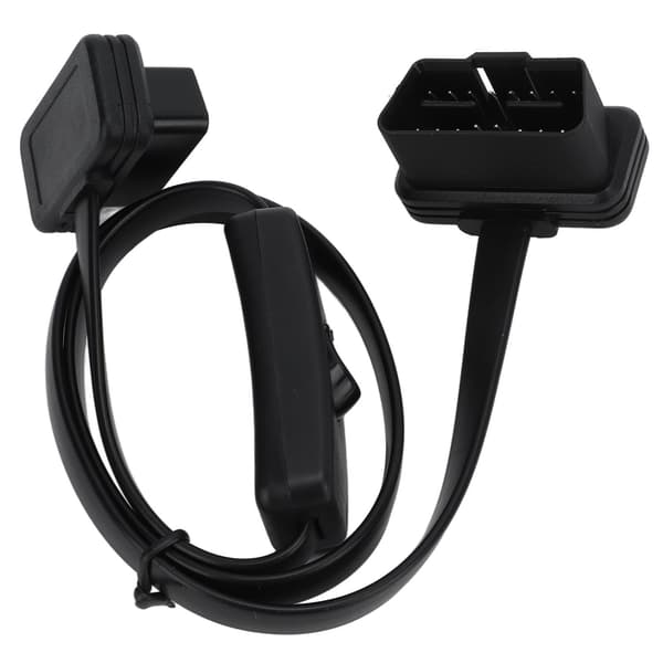 Black Male 16 Pin Diagnostic Flat Cable Adapter Connector Female 8 Core OBD2 Extension Cable with Switch Silver one size
