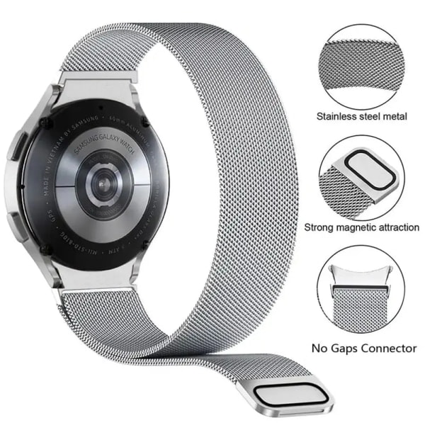 Rem til Samsung Galaxy Watch 6/5/4/Classic 47mm 43mm 40mm 44mm Milanese Loop Armbånd correa Galaxy Watch 5 pro 45mm rem Space gray