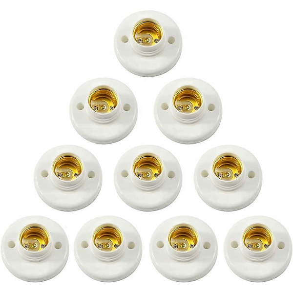E27 Lamp Holder Plastic Screw Socket Wall Mounted LED Bulb Base Converter Adapter Holder, 10 pcsCJY