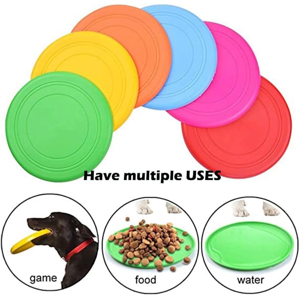 7-pack hundfrisbee i silikon för träning, högflygande aerodynamisk frisbee, lättviktig, flytande hundfrisbee