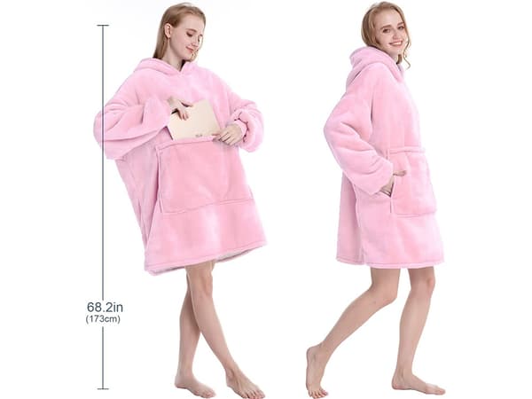 Oversized Hættetrøje med Hætte - Filt Ljusrosa pink