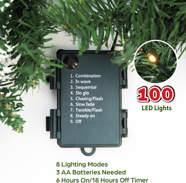 2,7 meter girlander med 100 batteridrevne lys og timer
